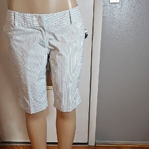 adidas Women's White Pinstripe Bermudas